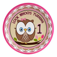 Look Whoo's 1 Pink Dinner Plates