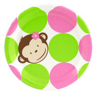 Pink Mod Monkey Dinner Plates