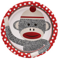 Sock Monkey Red Dinner Plates