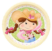 Pink Cowgirl 1st Birthday Dinner Plates (8)
