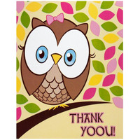 Look Whoo's 1 Pink Thank-You Notes