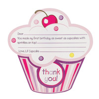 Girl's Lil' Cupcake 1st Birthday Thank-You Notes