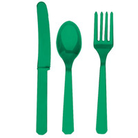 Festive Green Forks, Knives & Spoons (8 each)