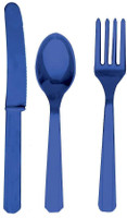 Bright Royal Blue Forks, Knives and Spoons (8 each)