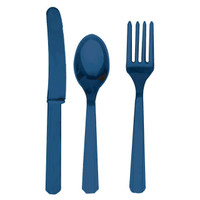 Blue Forks, Knives and Spoons (8 each)