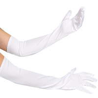 Elbow Length Nylon Gloves (White)