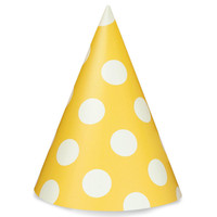 Sunflower Yellow with White Polka Dots Cone Hats