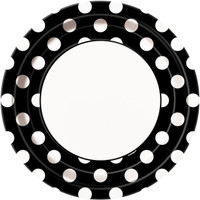 Black and White Dots Dinner Plates (8)