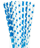Blue and White Dots Straws (10)