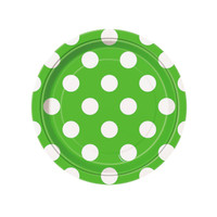 Green and White Dots Dessert Plates (8)