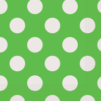 Green and White Dots Lunch Napkins (16)