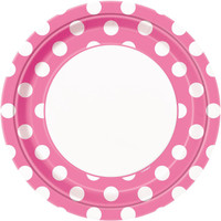 Pink and White Dots- Dinner Plates (8)