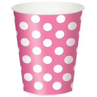 Pink and White Dots- 12 oz. Cups (6)