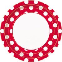 Red and White Dots Dinner Plates (8)