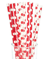 Red and White Dot Straws (10)