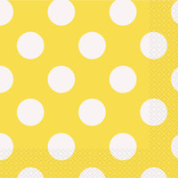Yellow and White Dots Lunch Napkins (16)