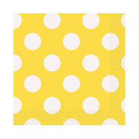 Yellow and White Dots Beverage Napkins (16)