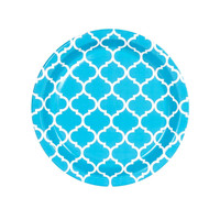 Bermuda Blue Quatrefoil Dessert Plates (8)