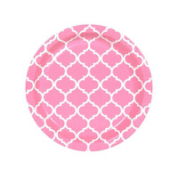 Candy Pink Quatrefoil Dessert Plates (8)