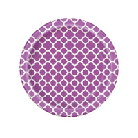 Pretty Purple Quatrefoil Dessert Plates (8)