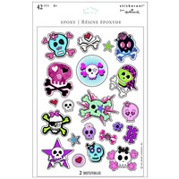 Girl Skull and Crossbones Sparkle Sticker Sheets