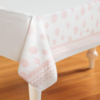 Chevron/Dots Classic Pink Plastic Tablecover