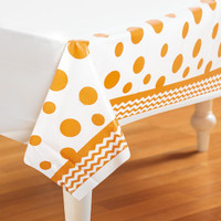 Chevron/Dots Sunkissed Orange Plastic Tablecover