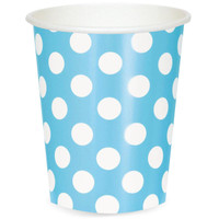 Pastel Blue and White Dot 12 oz. Paper Cups