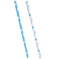 Pastel Blue and White Dot Straws