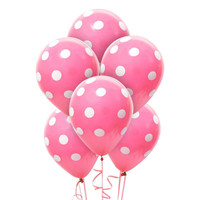 Hot Rose and White Dots Latex Balloons