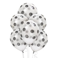 Silver with Black Dots Latex Balloons