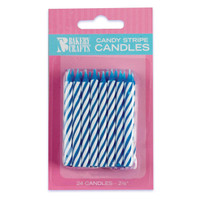 Blue Stripe Birthday Candles (24)