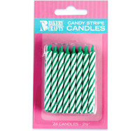 Green Stripe Birthday Candles (24)
