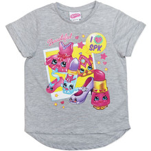 New Licensed Girls Grey Shopkins T-shirt - Sizes 5,6 & 7