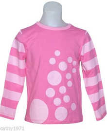 New Girls Deezo Pink Long Sleeve Top with Spots - Sizes 4 & 5
