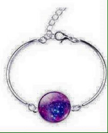 Woman's/Girls Silver Plated Round Galaxy Cabochon Bangle/Bracelet #2