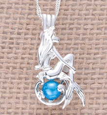 New Disney Ariel The Little Mermaid Silver Plated Pearl Cage Necklace