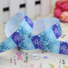 1 Metre BLUE SNOWFLAKES Grossgrain 22mm Ribbon - FREE POST