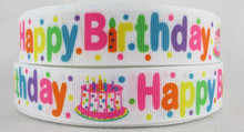 1 Metre HAPPY BIRTHDAY Grossgrain 22mm Ribbon #2 - FREE POST