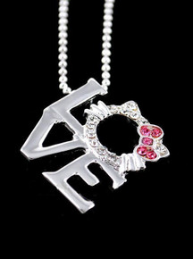 New Girls Hello Kitty LOVE Silver Plated Crystal Necklace