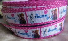 1 Metre FROZEN PINK Grossgrain 22mm Ribbon - FREE POST