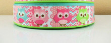 1 Metre COLOURED OWL Grossgrain 22mm Ribbon - FREE POST