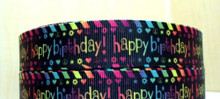 1 Metre HAPPY BIRTHDAY #2 Grossgrain 22mm Ribbon - FREE POST
