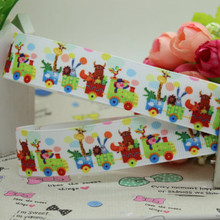 1 Metre ANIMAL TRAIN Grossgrain 22mm Ribbon - FREE POST