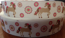 1 Metre HORSES Grossgrainn 22mm Ribbon - FREE POST