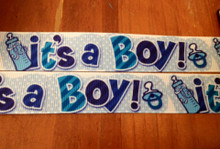 1 Metre "IT'S A BOY" Grossgrain 22mm Ribbon - FREE POST
