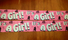 1 Metre "IT'S A GIRL" Grossgrain 22mm Ribbon - FREE POST