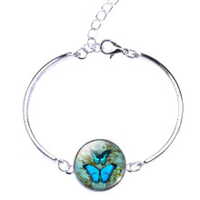 Woman's/Girls Silver Plated Butterfly Carbochon Bangle/Bracelet