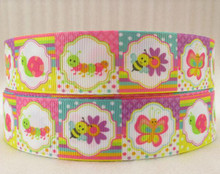 1 Metre BUTTERLY,SNAIL,BEE,CATERPILLAR Grossgrain 25mm Ribbon - FREE POST