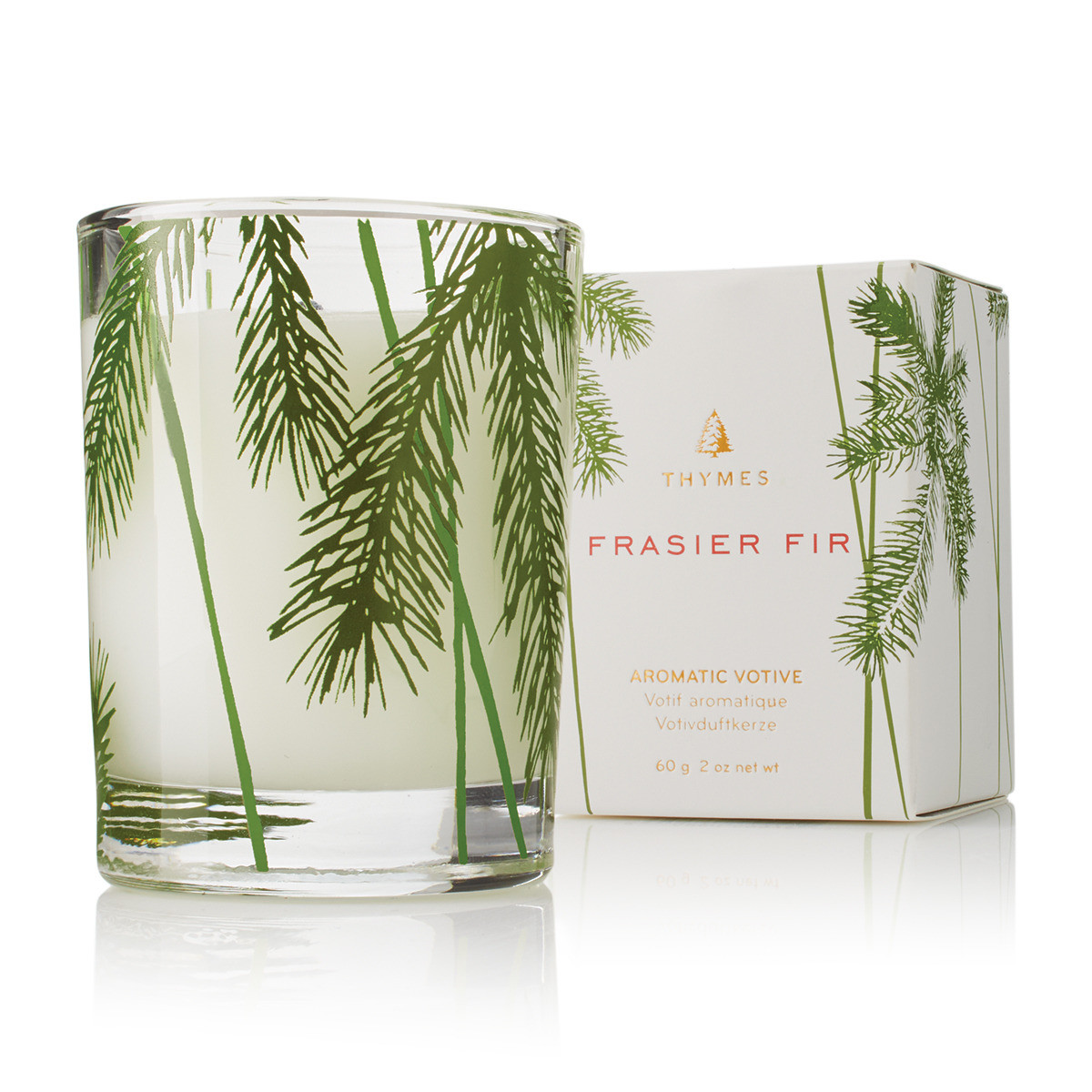 Thymes Frasier Fir votive candle pine needle design 2oz-Carol and Company